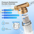 iSpring WSP-50SL Reusable Whole House Spin Down Sediment Water Filter Softener, Includes Siliphos Helps Prevent Scale and Corrosion, 1" MNPT + 3/4" FNPT, 50 Micron