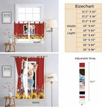 Pig Sunflowers Living Room Curtains 96 Inch Length, Window Curtains Tab Top, Eucalyptus Leaves Floral Bees Red Barn Light Filtering Window Treatments Drapes 52"x96" 2 Panel