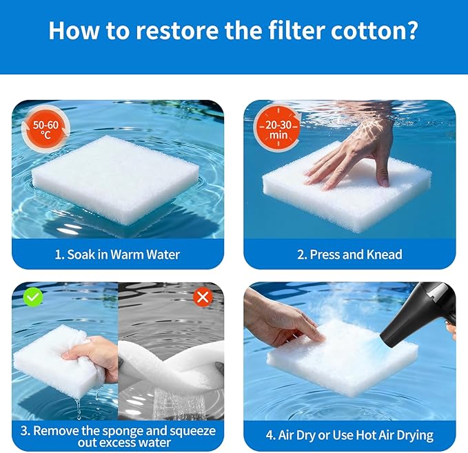 2" Thick Koi Pond Filter Pad, 18" x 72" Fish Pond Filters for Outdoor Ponds, Pond Filter Media, Pond Filter Material, White Bulk Roll-Cut to Size-Fit for Aquarium Filter Floss