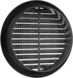 Vent Systems 5'' Inch - Black - Pack of 5 - Soffit Vent Cover - Round Air Vent Louver - Grill Cover - Built-in Insect Screen - HVAC Vents for Bathroom, Home Office, Kitchen