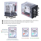 Electromagnetic Power Relay, 8-Pin 10 AMP 12V AC Relay Coil with Socket Base, LED Indicator, DPDT 2NO 2NC - MY2NJ 2PCS [Applicable for DIN Rail System]