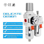 NANPU 1/2" NPT Compressed Air Filter Regulator Lubricator Combo Water/Oil Trap Separator - Gauge(0-150 psi), Poly Bowl, Semi-Auto Drain, Bracket