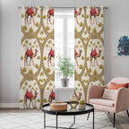 2 Panel Kitchen Cafe Curtains, Camels Palm Trees Sunlight Filtering Nature Air Through, Window Decor Tier Curtains for Living Room 80W x 84L inch Desert Date Coconut Trees Leaves Cords Beige