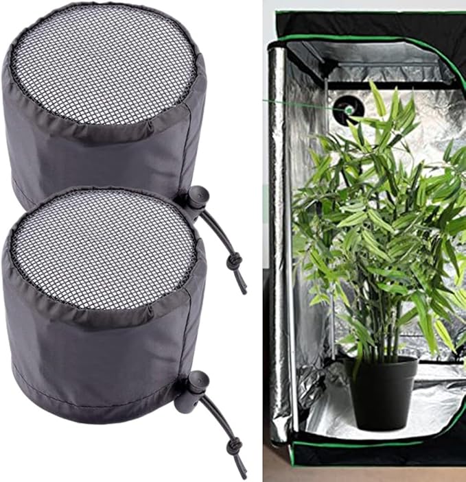 FABULETTA 2Pcs Grow Tent Vent Cover Set 4in 6in 8in Waterproof Oxford Cloth Mesh Duct Filter with Elastic Band and Fixed Buckle for Plant Greenhouse Airflow Dust and Pest Control(8in)