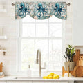 Sea Octopus Ocean Starfish Tie Up Valance Curtains,Nautical Anchor Vintage Wood Grain Kitchen Light Filtering Window Treatments with 3-inch Rod Pocket for Living Room,Bedroom,42x12In