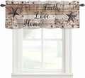 Rustic Star Brown Curtain Valances for Windows, Kitchen Valance Window Treatment, Vintage Plants Berry Wooden Grain Light Filtering Block Curtains for Bathroom/Bedroom/Living Room 42'' x 12''