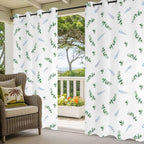 Leaf Outdoor Curtains for Patio Summer Jugal Leaves Pastoral Plant Waterproof Outside Curtains with Grommet Top Weatherproof Curtain for Cabana Pergola Gazebo, 2 Pack, 54" W x 95" L