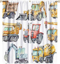 Kids Excavator Curtains, Retro Truck Tractor Machinery Construction Vehicle Crane Digger Mixer Rod Pocket Decorative Windows Curtain for Teens Girls Boys Room 52x84in (30% Blackout)