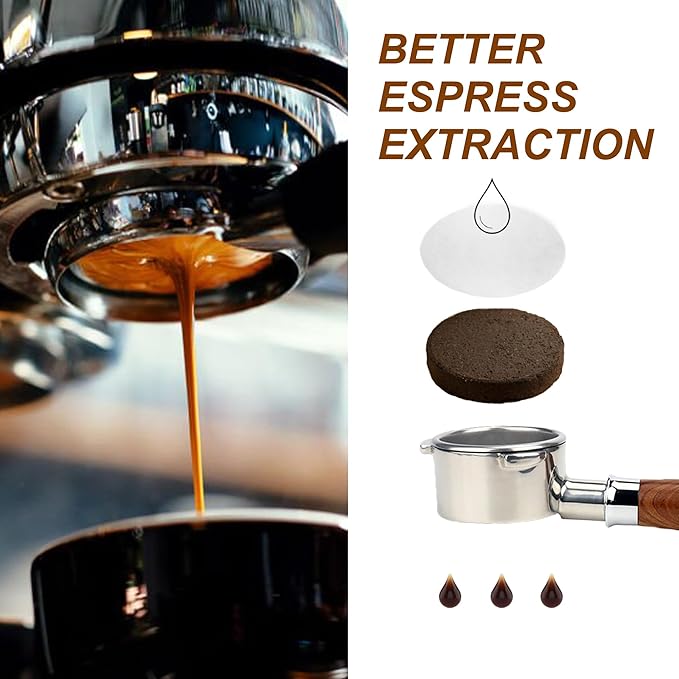51mm Espresso Paper Filters, 300pcs Disposable Espresso Puck Paper Filters and Filter Storage Holder Compatible with 51mm Portafilters Basket - Keep Shower Screen Clean