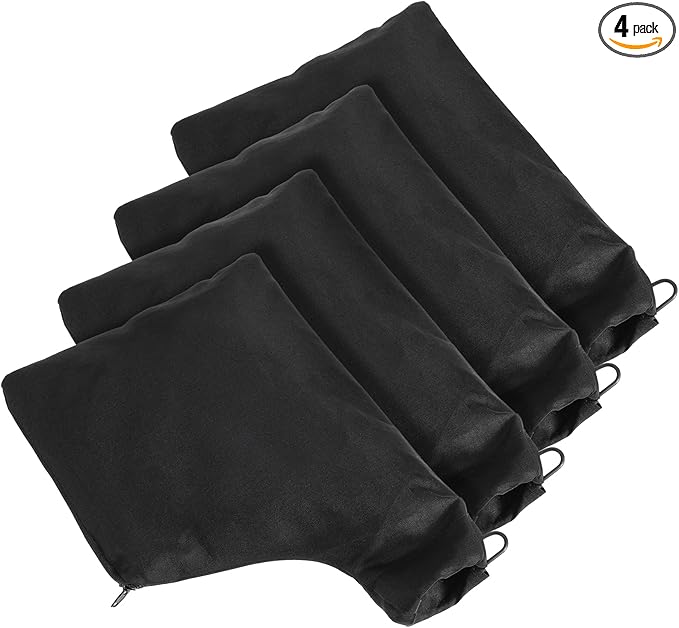 4PCS Dust Collector Bags, Black Polyester Filter Bag with Steel Ring Opening for Table Saw, 225 Miter Saw Dust Collection Accessories