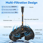 POPOSOAP Pond Filter with 55W Solar Fountain Pump, Solar Pond Filter with 580GPH Pump & Fountain Kit – Outdoor Filter Box with 6.6FT PVC Tubing, Perfect for Koi Ponds, Waterfalls, Water Features