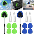 Compatible for Window Scraping Mist Eliminator Microfiber Car Cleaner Telescopic Windshield Cleaning Tools Auto Accessories(Gray)