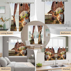 Farm Yaks Living Room Curtains 84 Inch Length, Window Curtains Tab Top, Farmhouse Barn Funny Animals Butterfly Light Filtering Window Treatments Drapes 52"x84" 2 Panel