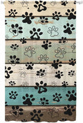 Sheer Curtains 84 Inches Long, Sage Green Brown Paw Prints Semi Sheer Curtains Light Filtering Window Treatment, Vintage Farmhouse Wooden Grain Privacy Voile Drapes for Living Room Bedroom 52x84 Inch