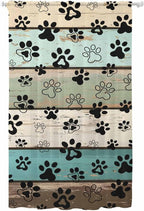 Sheer Curtains 84 Inches Long, Sage Green Brown Paw Prints Semi Sheer Curtains Light Filtering Window Treatment, Vintage Farmhouse Wooden Grain Privacy Voile Drapes for Living Room Bedroom 52x84 Inch