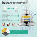 Cobbe Luxury Double Filtered Shower Head, High Output 16+20 Stages – 99% REMOVAL Shower Filters for Hard Water Removes Chlorine and Harmful Substances, 7-Model Setting Spray, Chrome