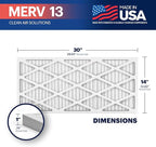 BNX TruFilter 14x30x1 Air Filter MERV 13 (6-Pack) - MADE IN USA - Electrostatic Pleated Air Conditioner HVAC AC Furnace Filters for Allergies, Pollen, Mold, Bacteria, Smoke, Allergen, MPR 1900 FPR 10