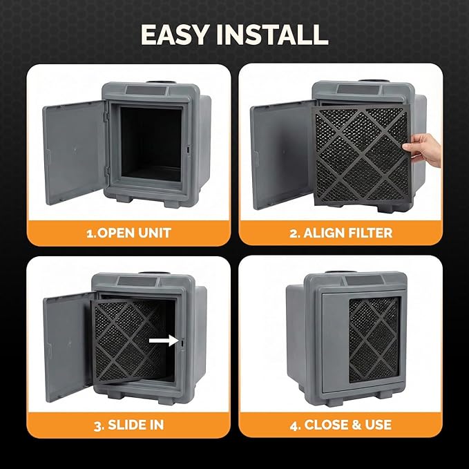 Tiger Tough HEPA 500 Activated Carbon Filter 16x16x1 – Replacement Air Purifier Filter for Air Scrubbers, Odor Removal & VOC Control – Compatible with HEPA Air Purifiers & Home Air Filters - Pack of 4
