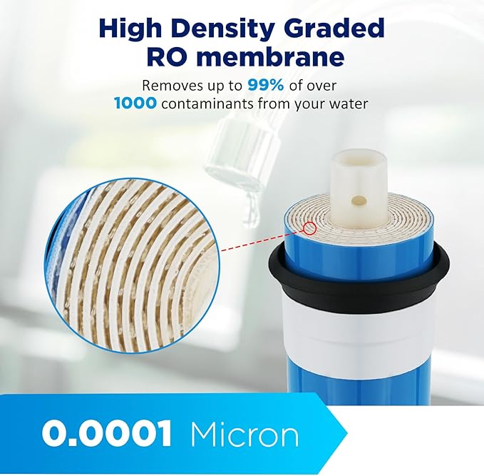 Membrane Solutions FX12P FX12M Replacement Water Filters Compatible with GE GXRM10RBL GXRM10G, 50 GPD RO Membrane and 10 inch x 2.5 inch Carbon Water Filter Cartridge Combo Pack