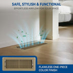 4" x 12" Floor Register Vent Covers 4-Pack, Walkable Powder-Coated Metal Vent Covers with Adjustable Airflow, Curved Safe Edges for Floor/Wall, Brown