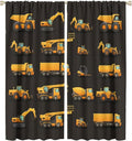 Kids Construction Window Curtains, Construction Machinery Equipment Mode of Transport Bulldozer Tractor Windows Curtain for Children Teens Room Decor 42x54in (30% Blackout)