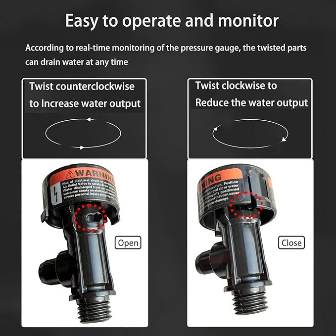 High Flow Manual Air Relief Valve with Pressure Gauge Compatible with FNS, Clean and Clear, Quad DE, 2000 4000 Series Pool and Spa Filters Replacement for 98209800 and 98209803 Models