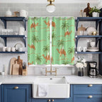 2 Panel Kitchen Cafe Curtains, Desert Camels Sunlight Filtering Nature Air Through, Home Decor Window Covering Tier Curtains for Living Room 104W x 84L inch Tropical Date Palm Trees Animal Green