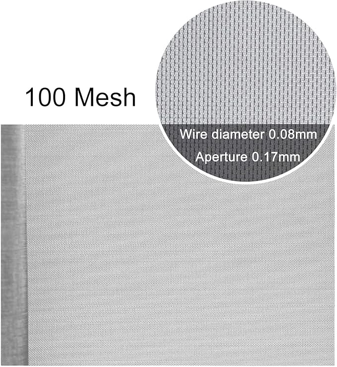 Stainless Steel Woven Wire Mesh 304 Stainless Steel Woven Wire Mesh 100 Mesh Filter Screen Sheet Heat-Resistant Tear Resistance Anti Mosquito Insect Mesh for Filter,Silver-1.2x1m