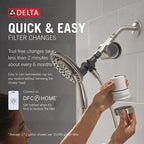 Delta 4-Setting In2ition 2-in-1 Dual Shower Head with Clarifi Standard Shower Filter Attachment, Brushed Nickel Shower Head with Filter, SpotShield Brushed Nickel 7SF110BSN