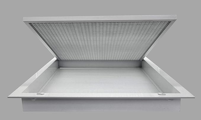 HVAC Premium 20'' x 16'' Cube Core Eggcrate Return Air Filter Grille for 1'' Filter - Aluminum - White [Outer Dimensions: 22.5'' x 18.5]