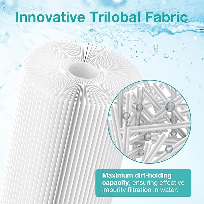 SimPure 10"x4.5" Pleated Sediment Water Filter, 5 Micron Whole House Water Filter Cartridge for Well Water Compatible with FXHSC, ECP20-BB, R50-BBSA, CB1-SED10-BB (4 Pack)