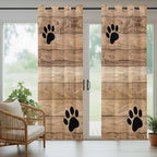 Wood Grain Outdoor Curtains for Patio Claws Animals Wooden Brown Waterproof Outside Curtains with Grommet Top Weatherproof Curtain for Cabana Pergola Gazebo, 1 Panel, 54" W x 84" L
