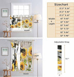 Yellow Sunflowers Living Room Curtains 96 Inch Length, Window Curtains Tab Top, Farmhouse Cow Barn Doors Floral Butterfly Light Filtering Window Treatments Drapes 52"x96" 2 Panel
