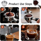 51mm Stainless Steel Coffee Filter Double Layer Filter Basket Stainless Steel Portafilter Basket Espresso Handle Compatible for Portafilter Coffee Machine(Double Cup)