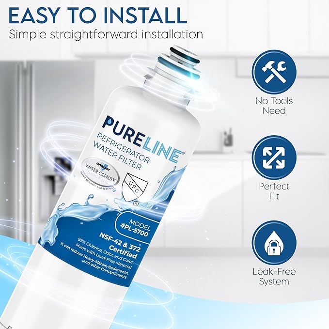 Pureline Replacement for Bosch® Ultra Clarity® Pro Water Filter, BORPLFTR50, 11025825, BORPLFTR55, 12028325, 11032531, 12033030, B36CT80SNS, B36CL80ENS, WFC100MF Refrigerator Water Filter (3 Pack)
