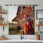 Farm Rooster Living Room Curtains 84 Inch Length, Window Curtains Tab Top, Farmhouse Barn Funny Animals Butterfly Light Filtering Window Treatments Drapes 42"x84" 2 Panel