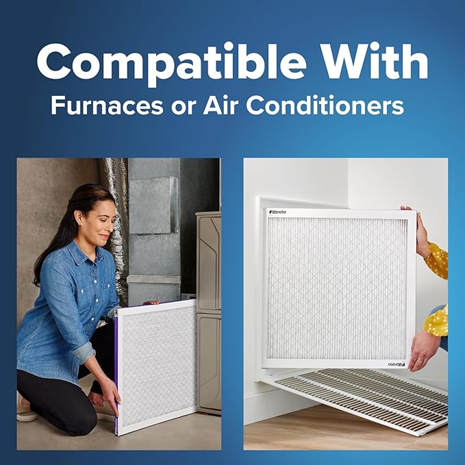 Filtrete 20x25x1 AC Furnace Air Filter, MERV 12, MPR 1500, CERTIFIED asthma & allergy friendly, 3 Month Pleated 1-Inch Electrostatic Air Cleaning Filter, 2-Pack (Actual Size 19.719x24.688x0.78 in)
