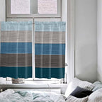Retro Farm Blue Gray Wood Grain Window Valance Curtains, Rustic Wooden Plank Light Filtering Kitchen Valance with 3-inch Rod Pocket for Living Room Bathroom Bedroom,2 Panel,42x45In