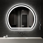 Bathroom Mirror with 3 Colour LED Lights, Lighted Bathroom Makeup Wall Mounted Mirror with Demister Pad, Touch Switch Mirror for Entryway, Bathroom, Vanity(43.3"/110cm)