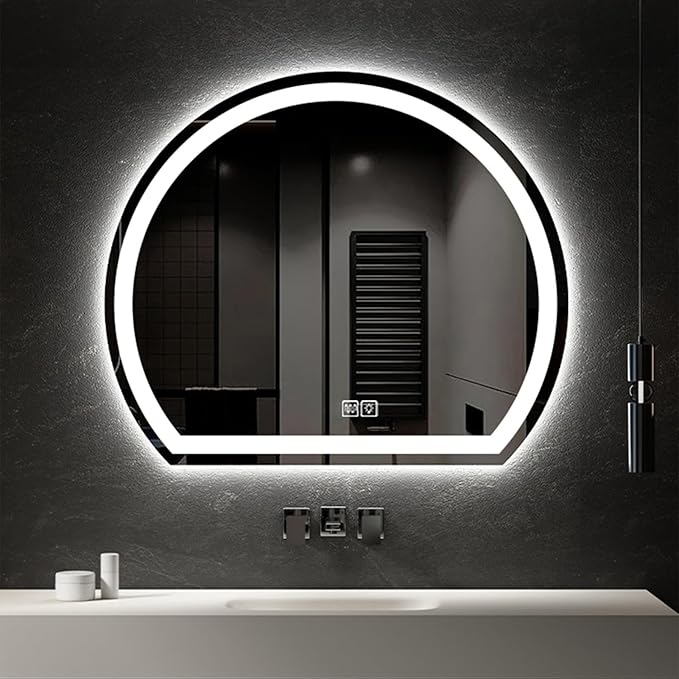 Bathroom Mirror with 3 Colour LED Lights, Lighted Bathroom Makeup Wall Mounted Mirror with Demister Pad, Touch Switch Mirror for Entryway, Bathroom, Vanity(35.4"/90cm)