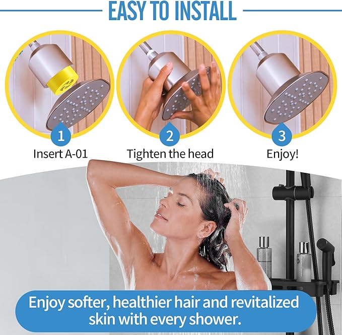DerBlue 3PCS A-01 Multi-Stage shower head filter replacement Compatible with Afina Filtered Showerhead for Hard Water,Remove Chlorine and Other Impurities