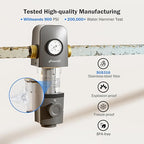 Frizzlife 40 & 100 Micron Spin Down Sediment Water Filter with Pressure Display and Built-in Scraper, Reusable and Flushable Whole House Pre-Filtration System, 1" + 3/4" NPT, BPA Free, JG40-100