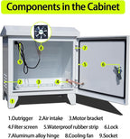 Pond, Water Garden Weatherproof Outdoor Cabinet Enclosure for Pond Aerator, Air Pump 20”W×15”D×19”H with pre-drilled knockouts, 110V Cooling Fan and pre-wired outlet included