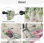 Farmhouse Spring Tier Curtains, Retro Bicycles Flowers Vines Butterfly Light Filtering Kitchen Curtains, 2Pcs Rod Pocket Half Window Treatments Panels for Sink Cafe Cabinet Camper 27.5x24 Inches