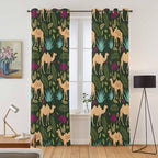 2 Panel Kitchen Cafe Curtains, Retro Desert Camel Sunlight Filtering Nature Air Through, Window Decor Tier Curtains for Living Room 104W x 90L inch Tropical Animal Aloe Vera Leaves Dark Green