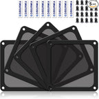 Dust Filter PC 120mm for Computer Cooler/PSU/Routers Nylon 80 Mesh, Magnetic Frame PC Fan Dust Mesh PC Cooler Filter Dustproof Computer Fan Grills (Nylon, 120 * 120mm, 5pcs, Black)