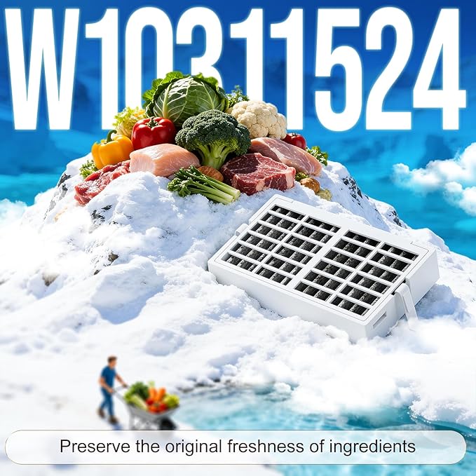 W10311524 AIR1 Refrigerator Air Filter Cartridge Replacement for Whirlpool Kenmore Refrigerator Compatible with Fresh Flow Refrigerator Air Filter, 3 Pack, White
