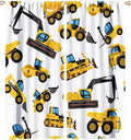 Kids Construction Equipment Window Curtains, Excavator Tractor Tow Truck Rod Pocket Decorative Windows Curtain for Children Teens Boys Girls Room Decor 55x63in (30% Blackout)