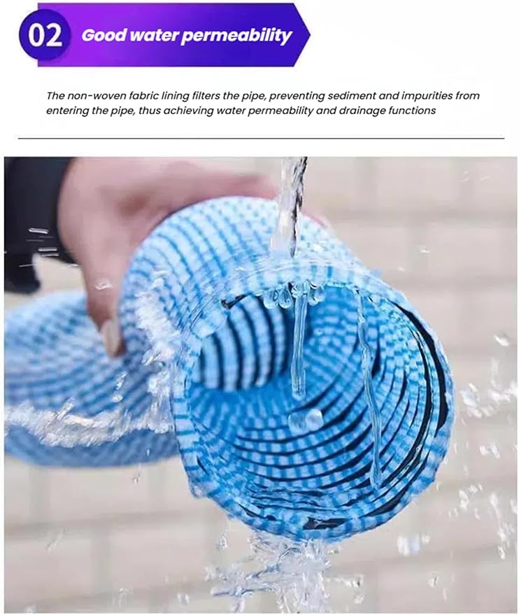French Drain Pipe，Flexible Underground Drainage Tube,Soft Infiltration Pipe,\U200b DIY Construction Site(8cm/3.1in 23ft)