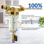 SimPure 40/200 Micron Spin Down Sediment Filter, Reusable Whole House Sediment Water Filter, Pre-Filtration System for City/Well water, 1" MNPT + 3/4" FNPT + 3/4"MNPT, BPA Free